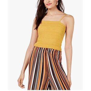 NWT Project 28 Womens Smocked Fitted Crop Top Yellow XL